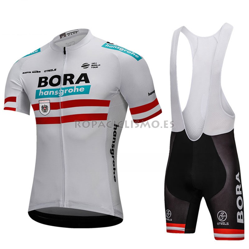 2018 Maillot Bora Campioni Austria Tirantes Mangas Cortas Blanco